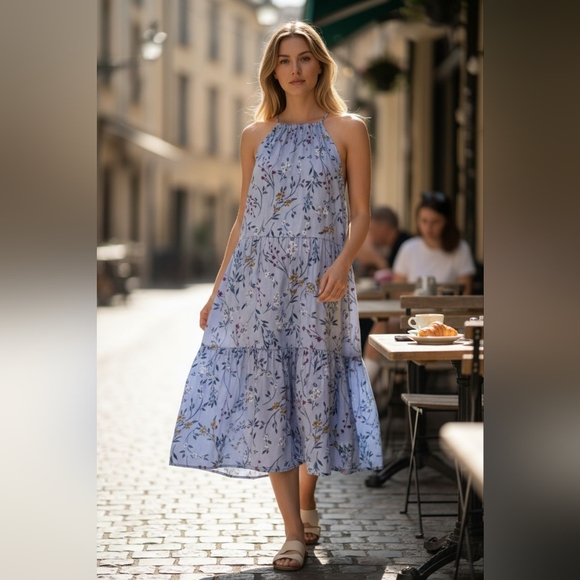 a new day Dresses & Skirts - A New Day Ruched Halter Neckline Floral Spring Dress